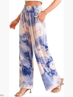 Wide Leg Harem Pants with Pockets, Polyester Spandex Blend, Yoga Lounge Wear